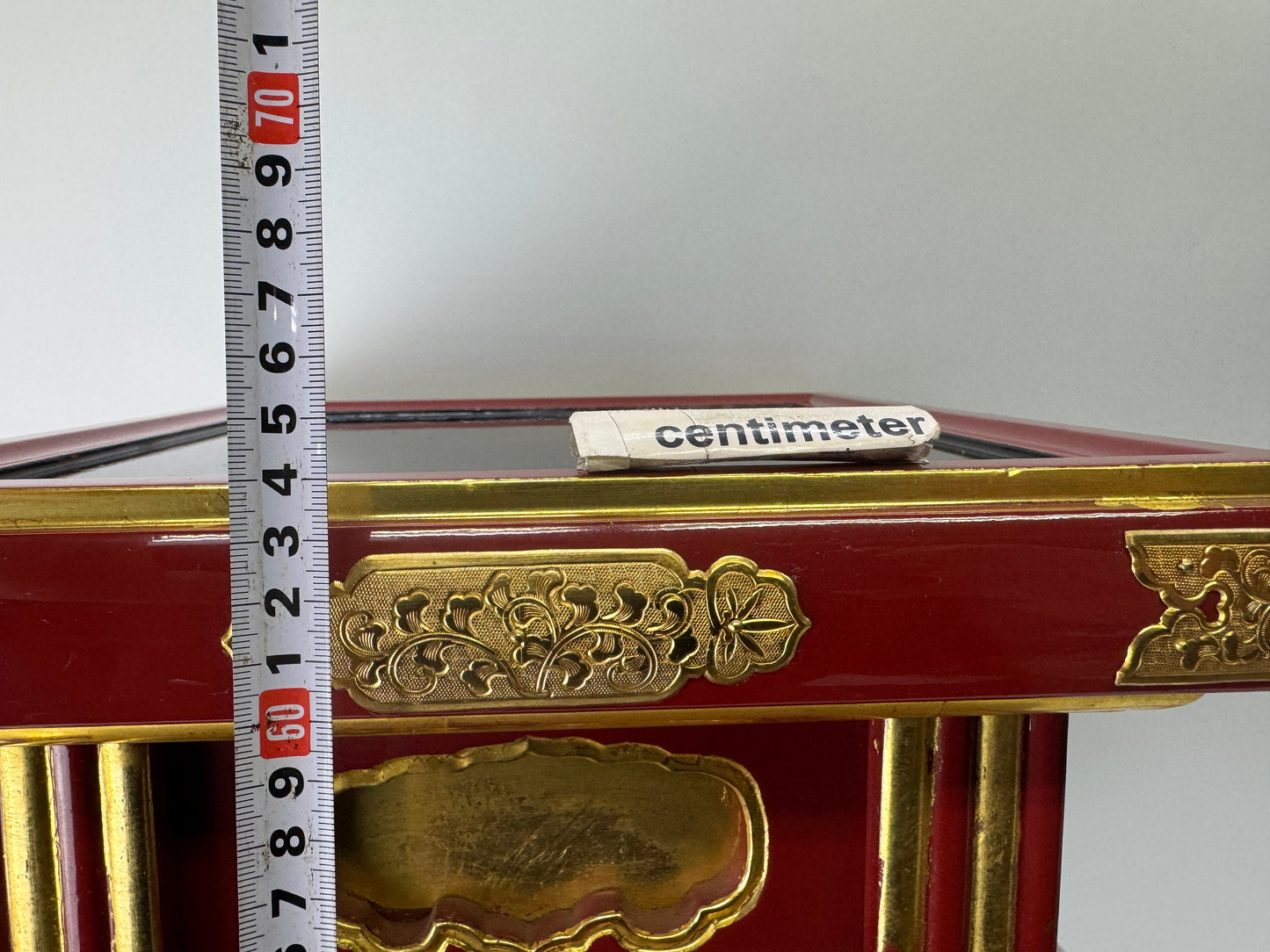 Y9086 Buddhist Altar Equipment Vermilion lacquer table Japan antique Buddhism