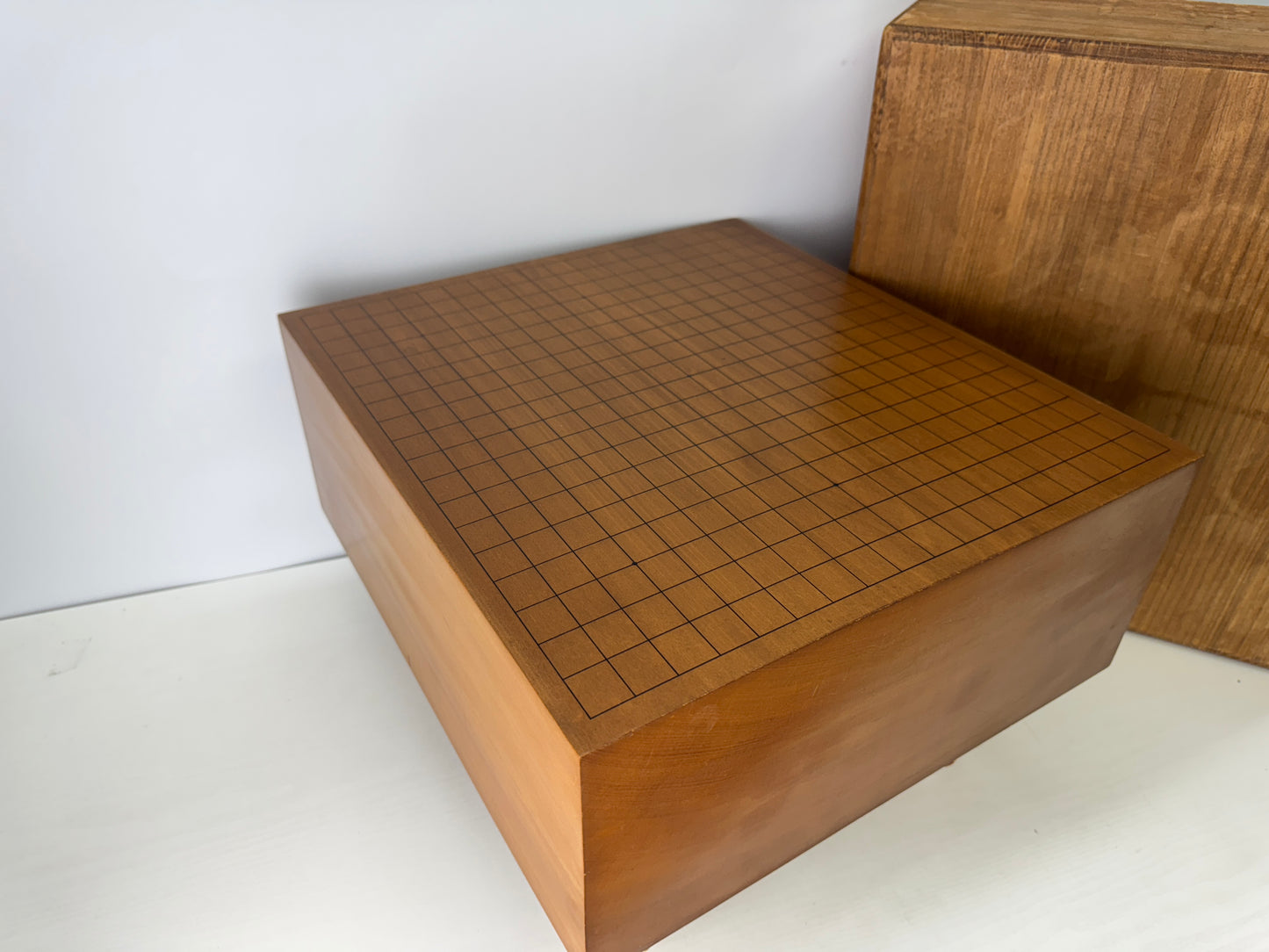 Y9097 GO wooden board strategy game lid Igo shogi Japan antique traditional