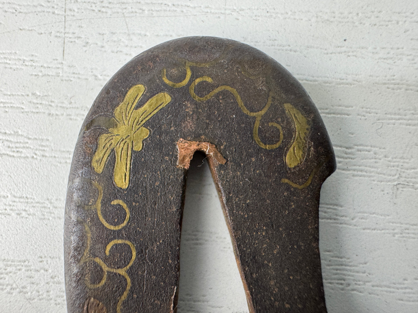 Y9101 TSUBA Iron sword guard brass inlay Japan samurai katana koshirae edo