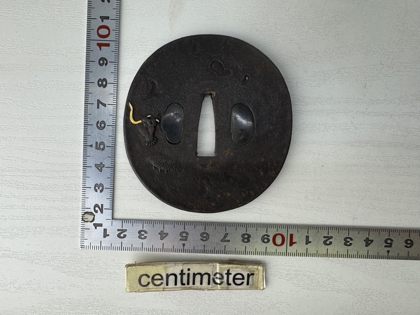 Y9104 TSUBA Iron sword guard Dragon Japan samurai katana antique koshirae edo
