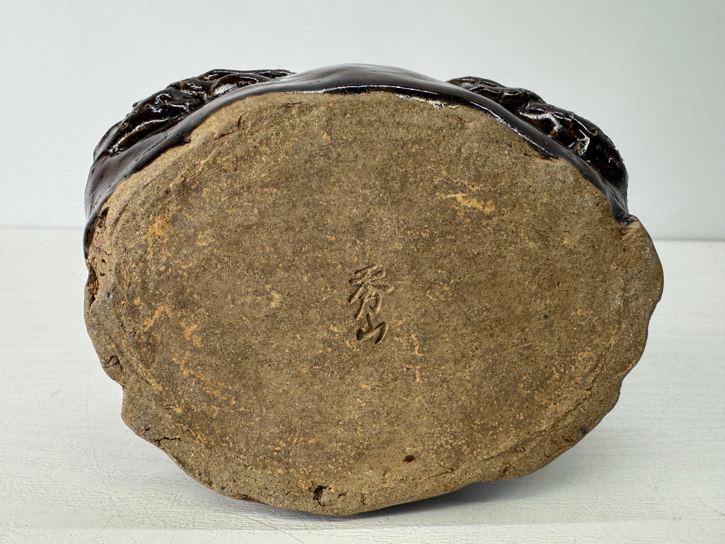 Y9108 ASHTRAY Seto-ware frog figure signed Japan antique collectible cigarette