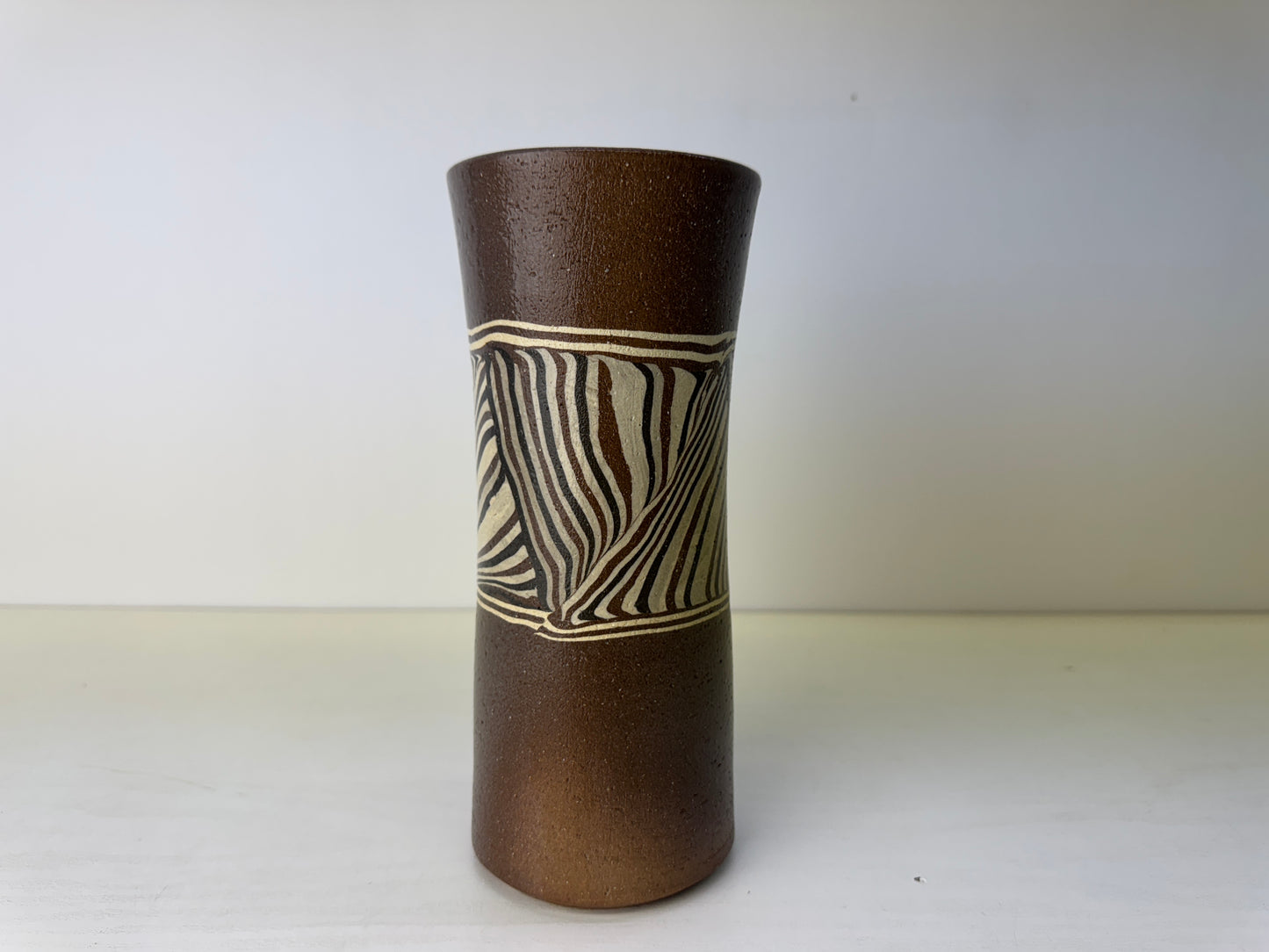 Y9118 FLOWER VASE Seto-ware kneaded signed box Japan ikebana floral arrangement