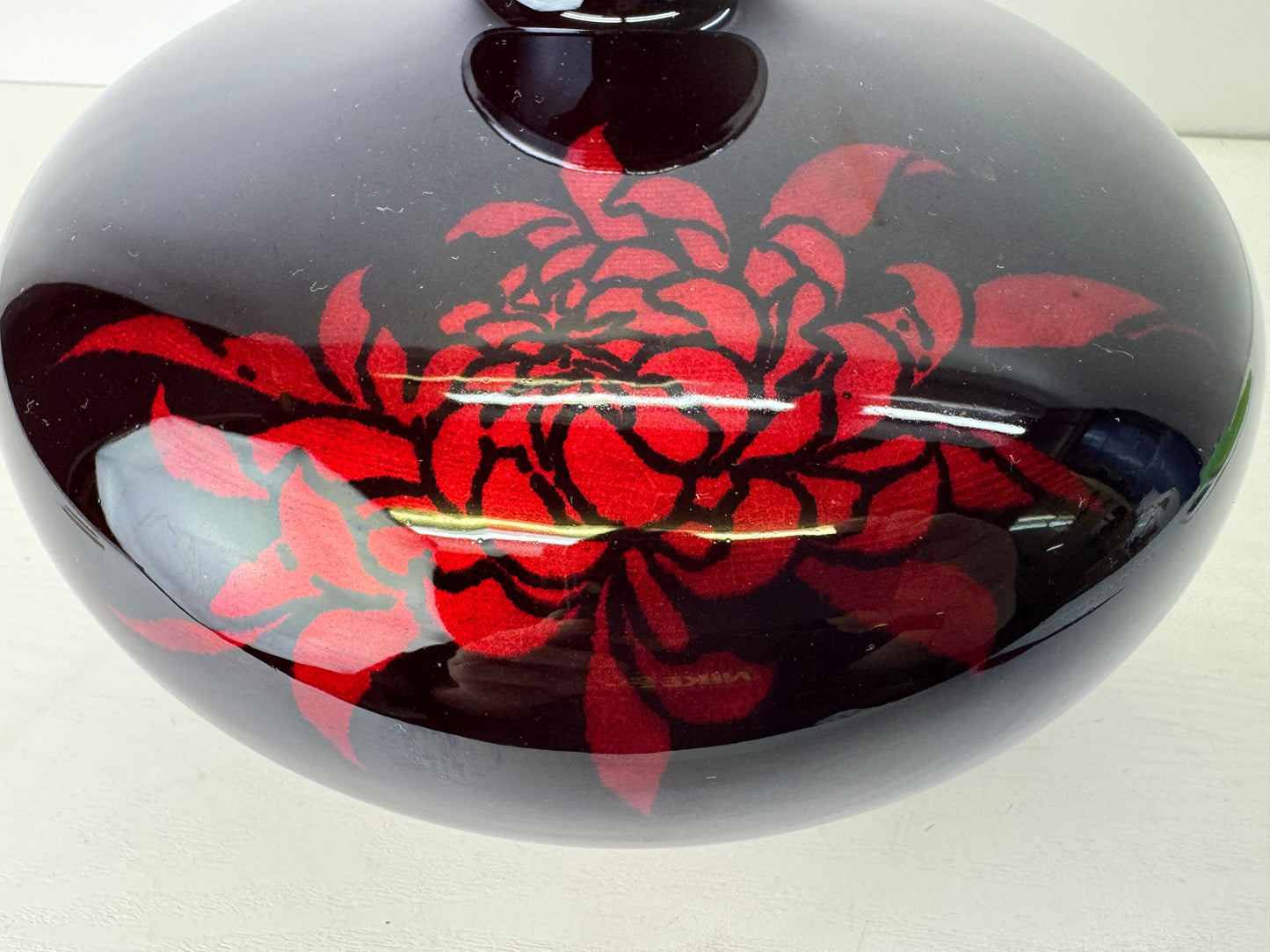 Y9119 FLOWER VASE Cloisonne Black signed box Japan ikebana floral arrangement