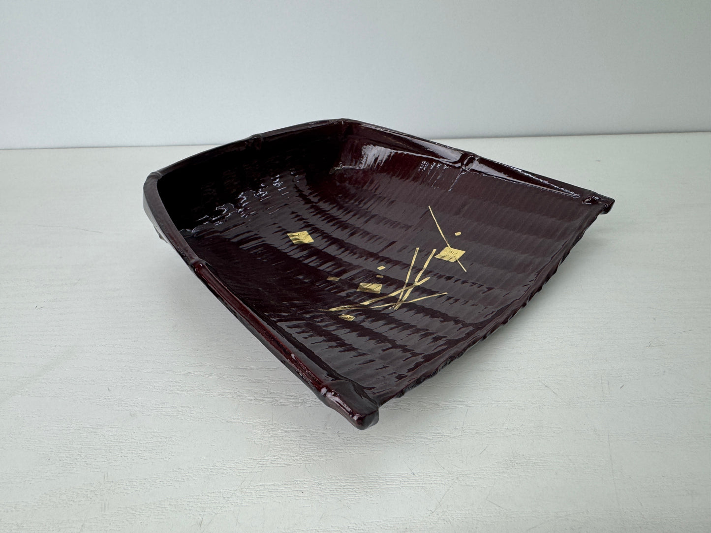 Y9121 DISH Lacquered confectionery plate signed box Japan antique tableware