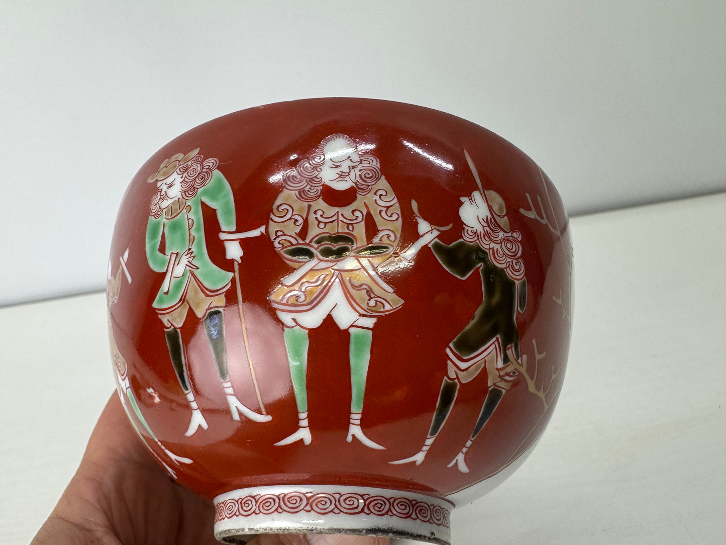 Y9125 CHAWAN Koimari bowl lid kintsugi signed Japan antique tea ceremony cup