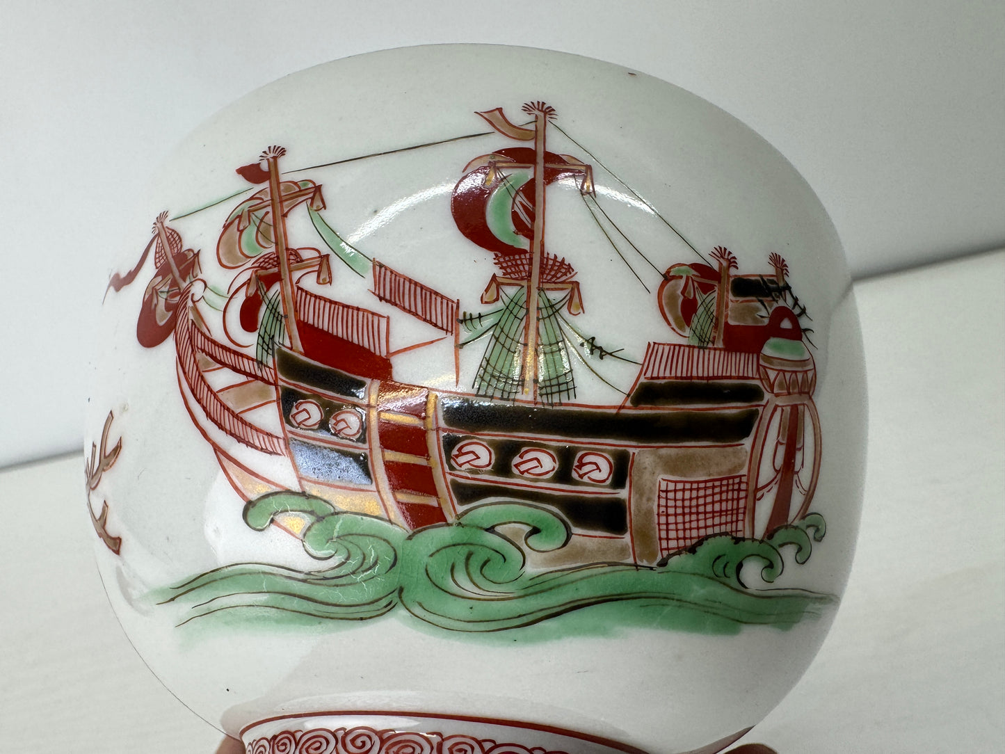 Y9125 CHAWAN Koimari bowl lid kintsugi signed Japan antique tea ceremony cup