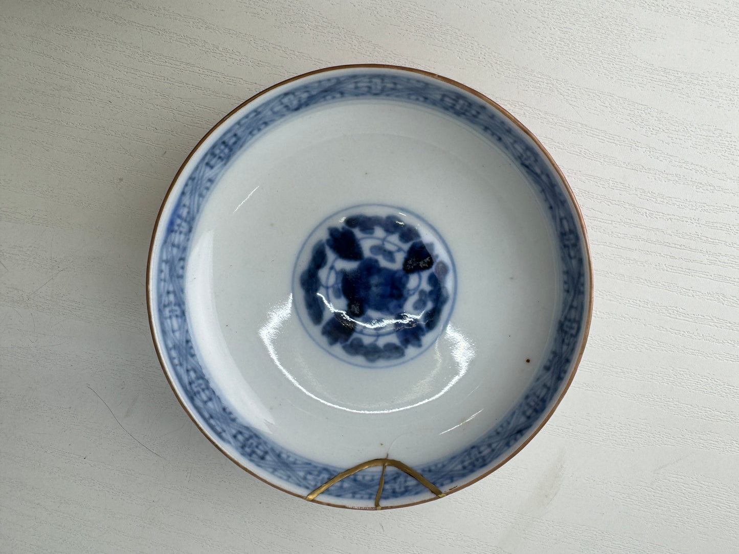 Y9125 CHAWAN Koimari bowl lid kintsugi signed Japan antique tea ceremony cup