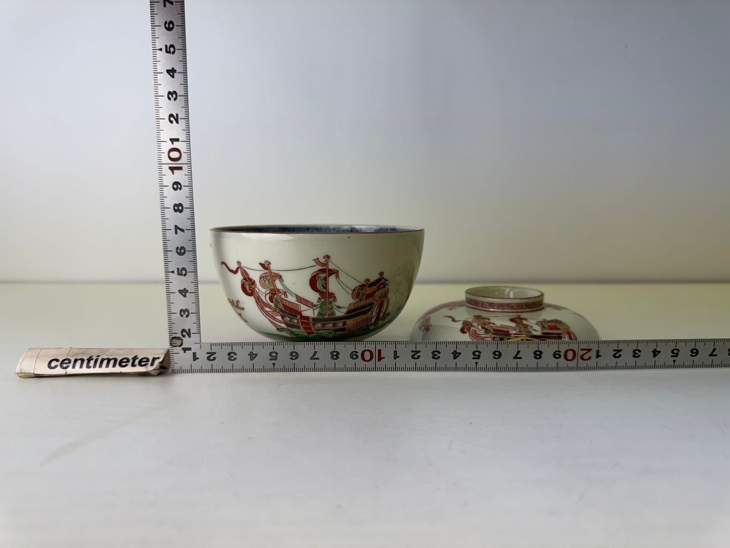 Y9125 CHAWAN Koimari bowl lid kintsugi signed Japan antique tea ceremony cup