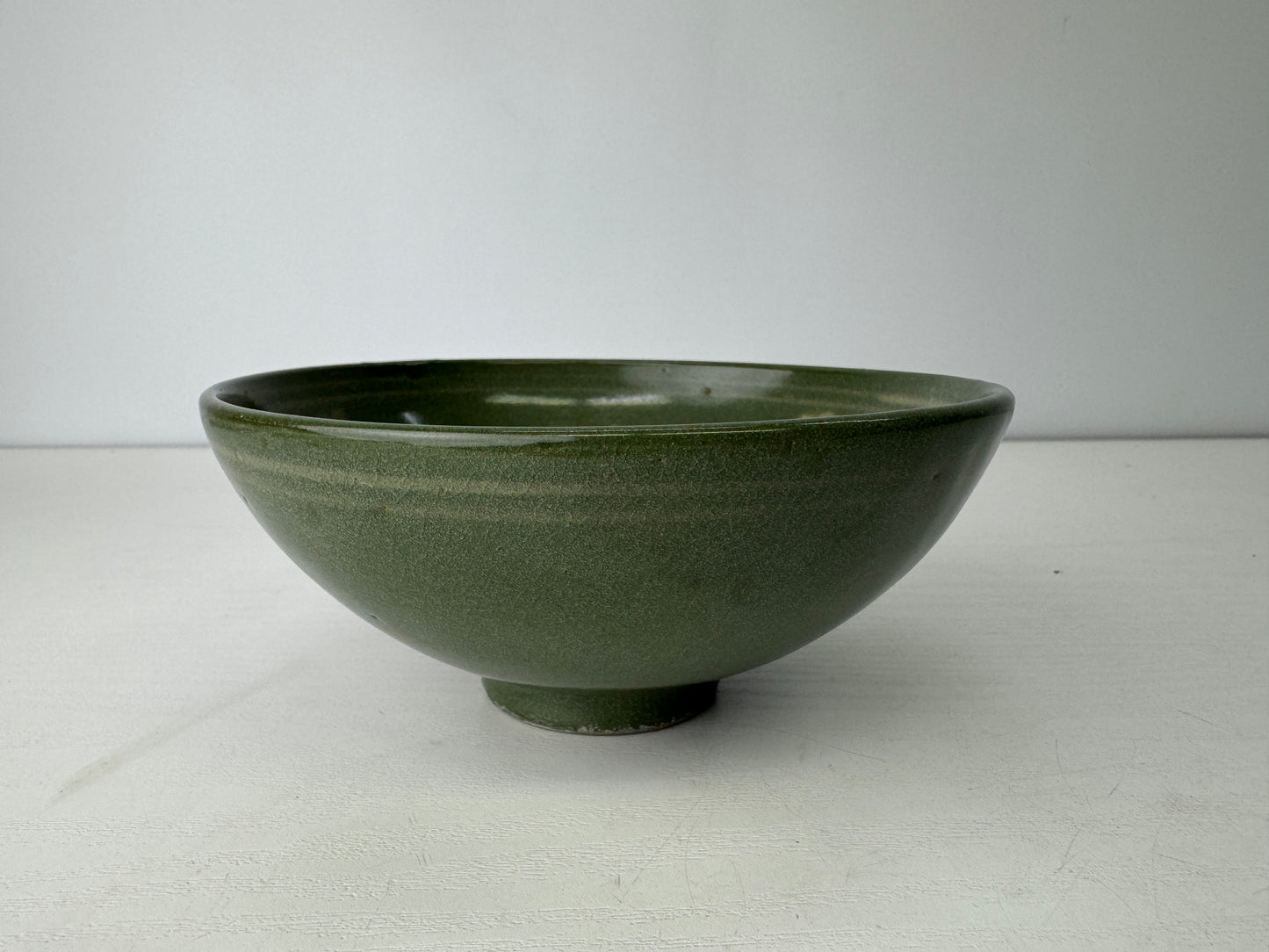 Y9126 CHAWAN Goryeo celadon flat bowl Crane Korea antique tea ceremony pottery