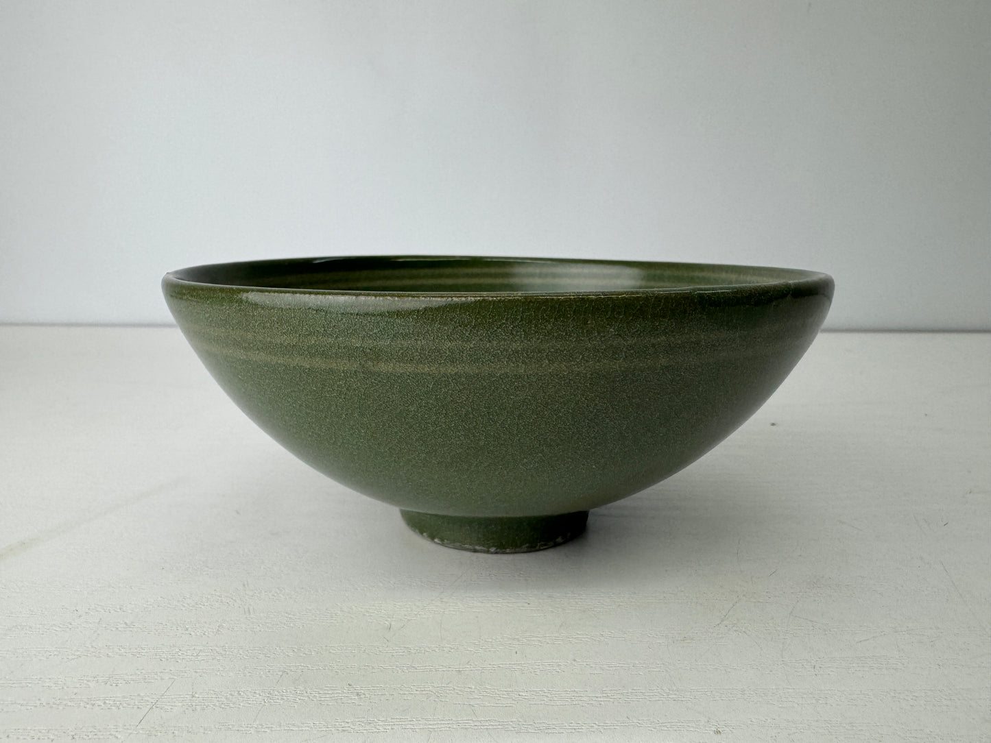 Y9126 CHAWAN Goryeo celadon flat bowl Crane Korea antique tea ceremony pottery
