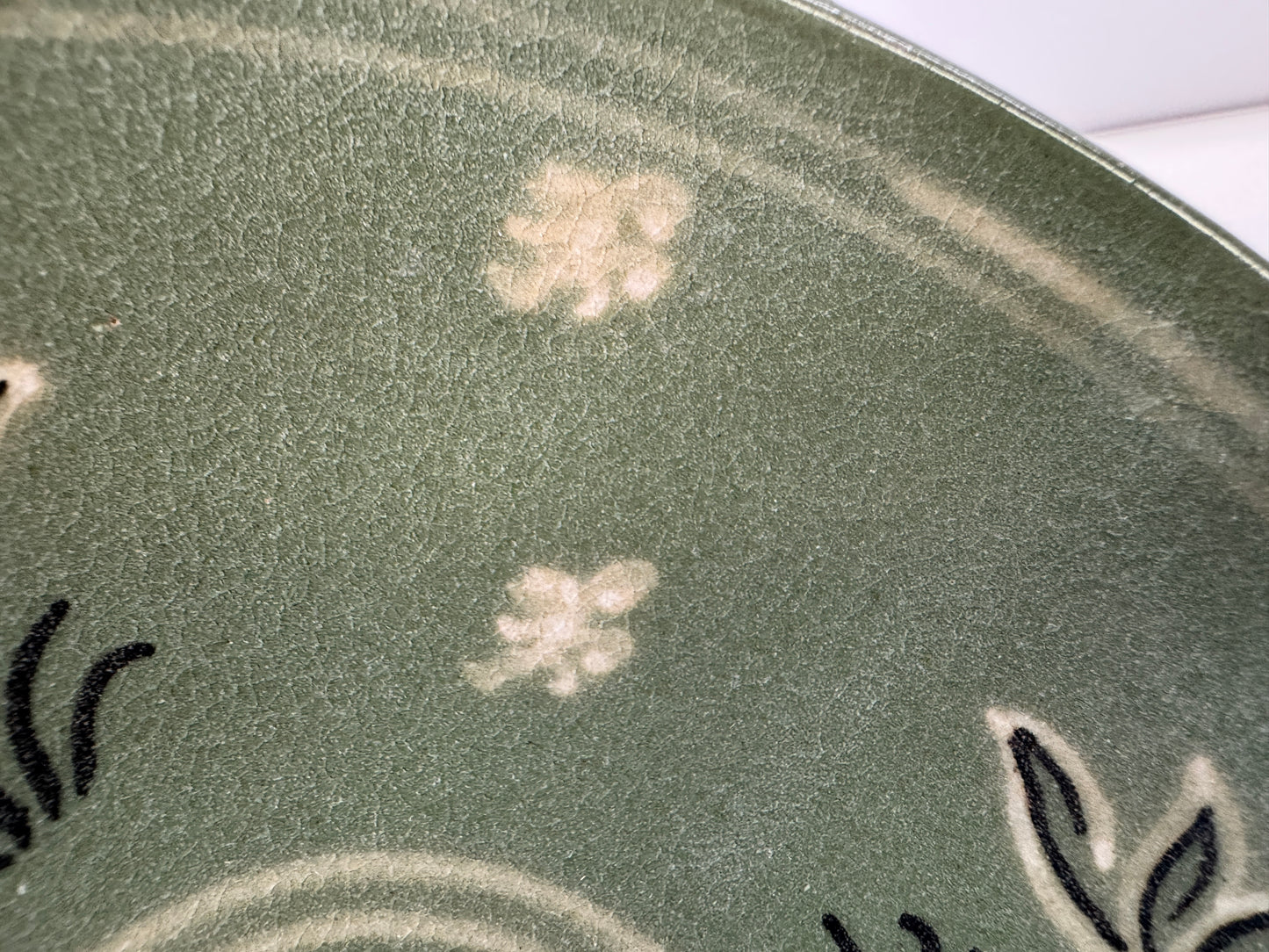 Y9126 CHAWAN Goryeo celadon flat bowl Crane Korea antique tea ceremony pottery
