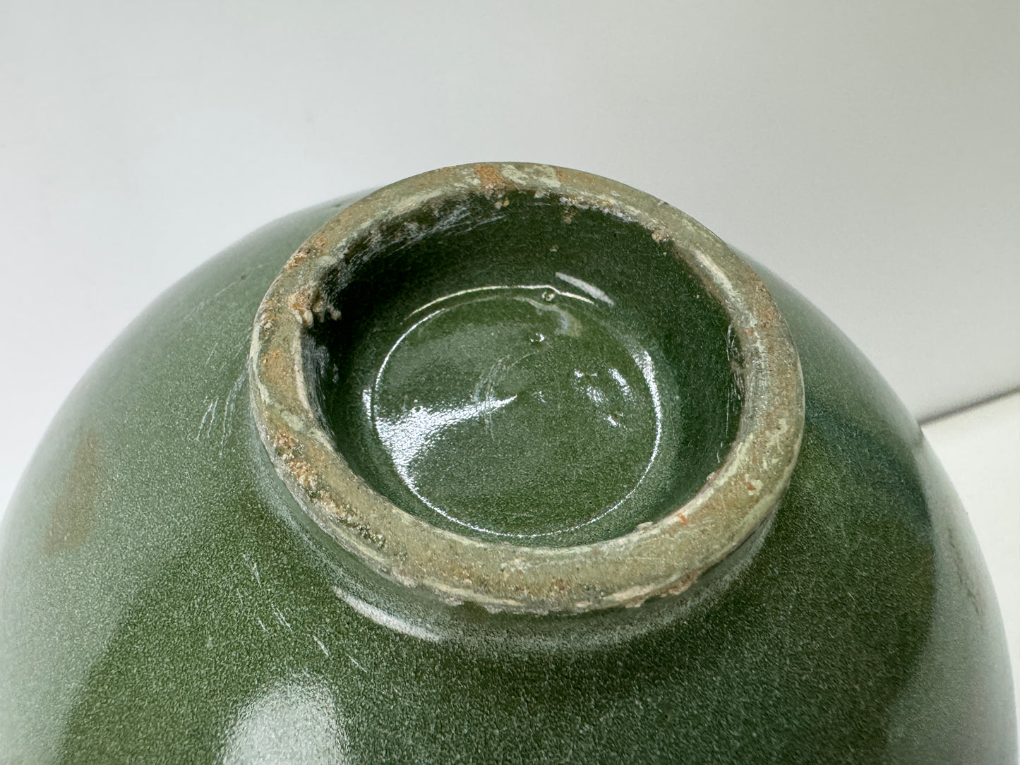 Y9126 CHAWAN Goryeo celadon flat bowl Crane Korea antique tea ceremony pottery