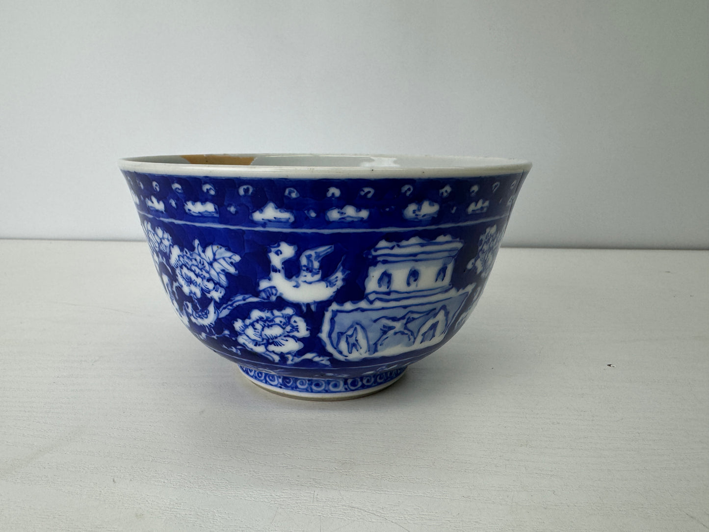 Y9127 CHAWAN Kyo-ware confectionery bowl signed Japan antique tableware pottery