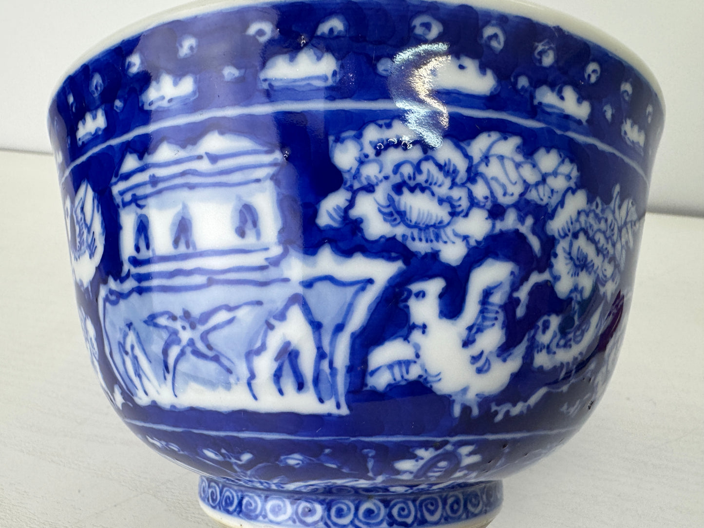 Y9127 CHAWAN Kyo-ware confectionery bowl signed Japan antique tableware pottery