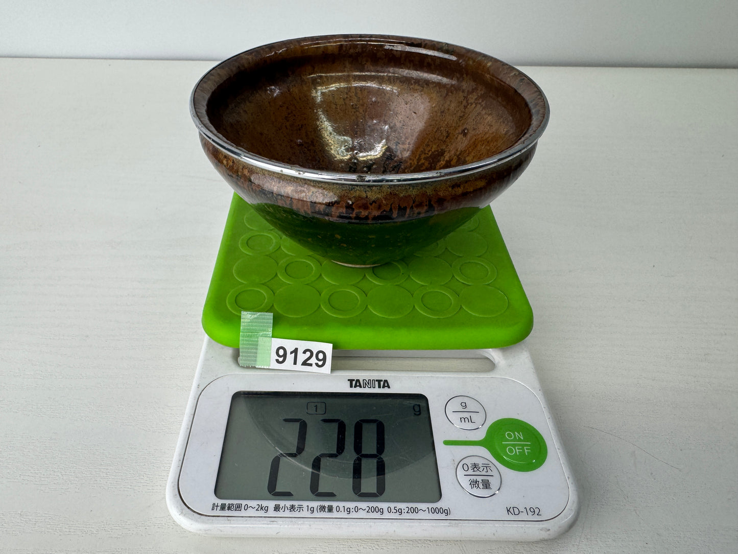 Y9129 CHAWAN Mino-ware Tenmoku bowl silver rim Japan antique tea ceremony cup