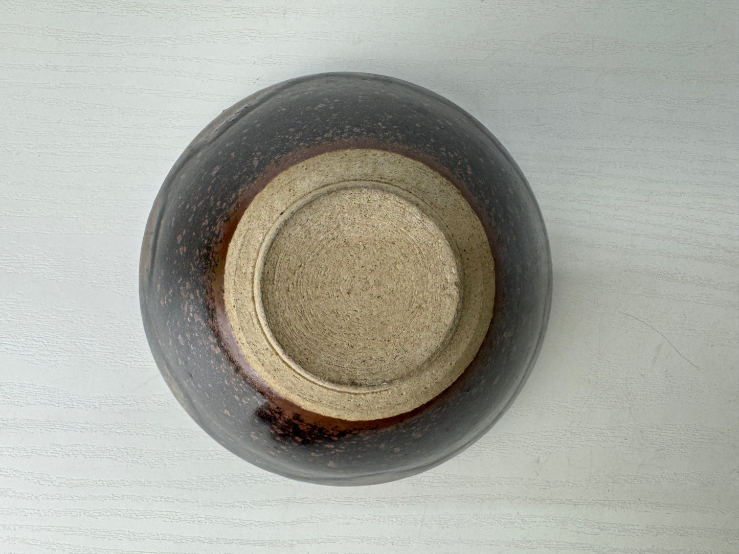 Y9129 CHAWAN Mino-ware Tenmoku bowl silver rim Japan antique tea ceremony cup