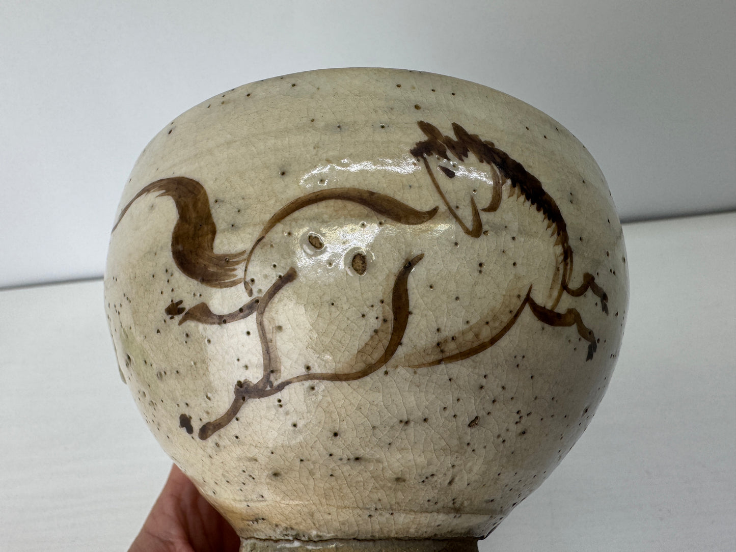 Y9130 CHAWAN Soma-ware kintsugi bowl Horse Japan antique tea ceremony pottery