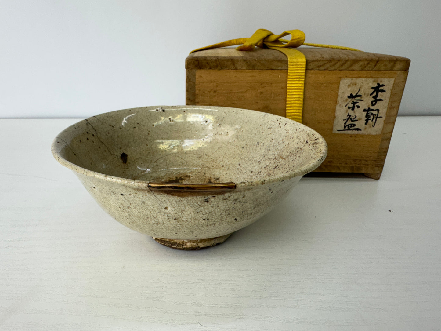 Y9134 CHAWAN Goryeo Idowaki bowl kintsugi box Korea antique tea ceremony pottery