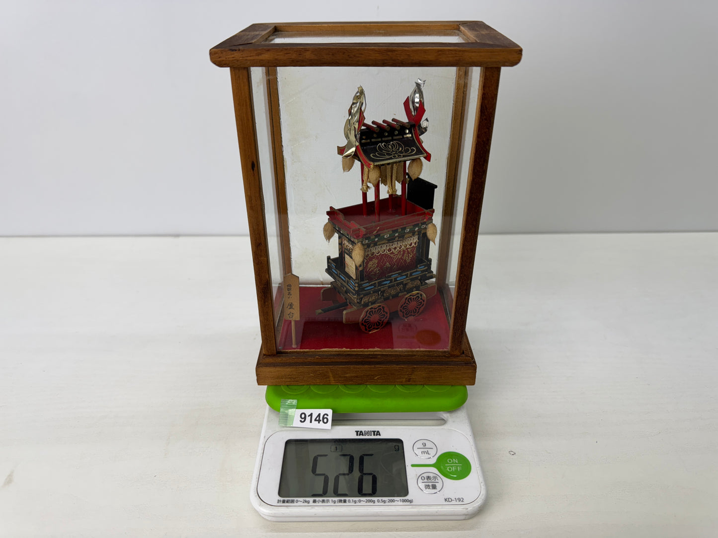 Y9146 OKIMONO miniature Takayama Festival stall glass case Japan antique decor