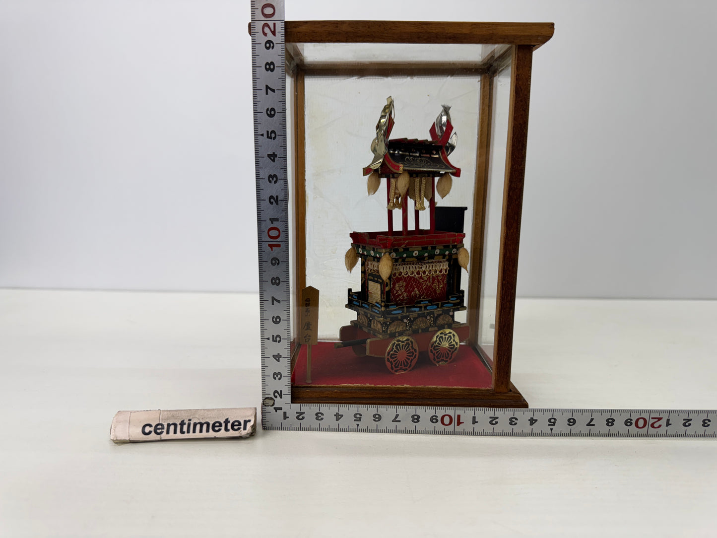 Y9146 OKIMONO miniature Takayama Festival stall glass case Japan antique decor