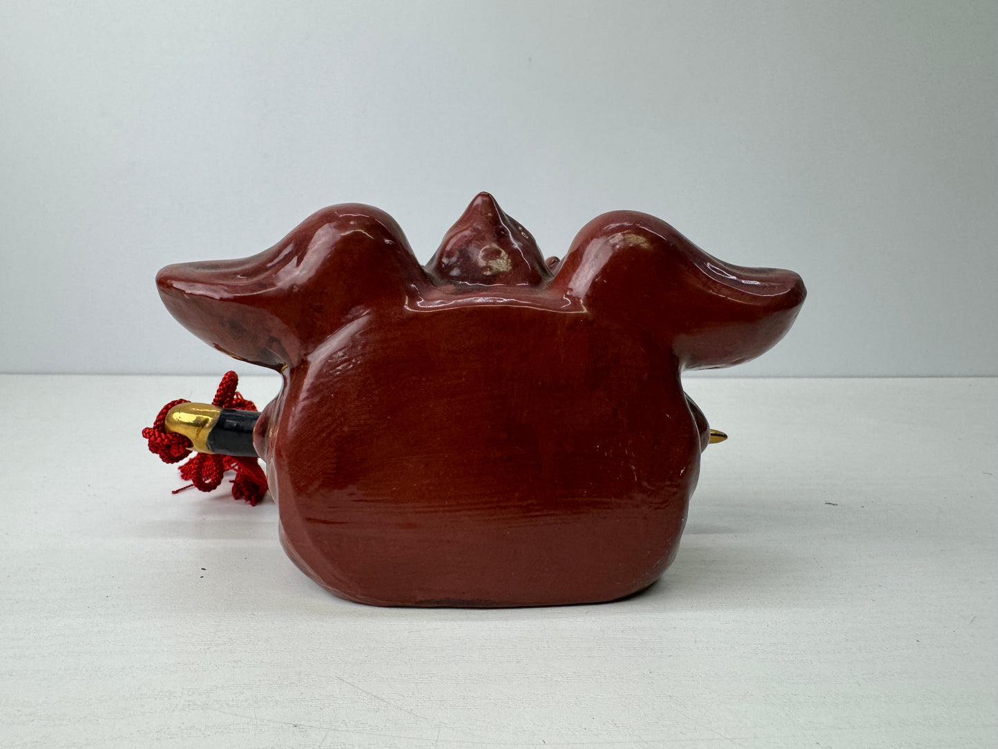 Y9149 OKIMONO Kutani-ware Lion head figurine signed Japan antique interior decor