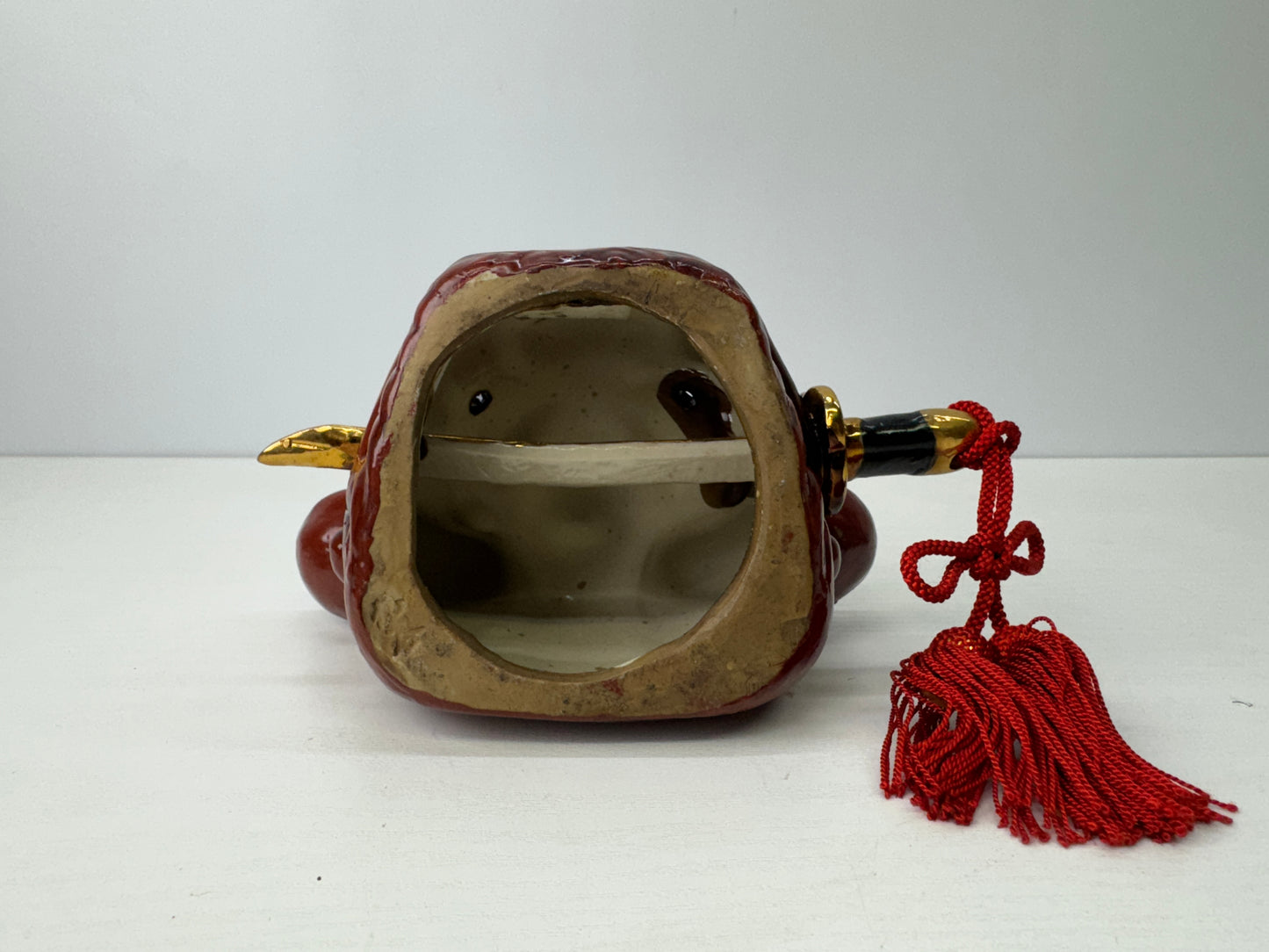 Y9149 OKIMONO Kutani-ware Lion head figurine signed Japan antique interior decor