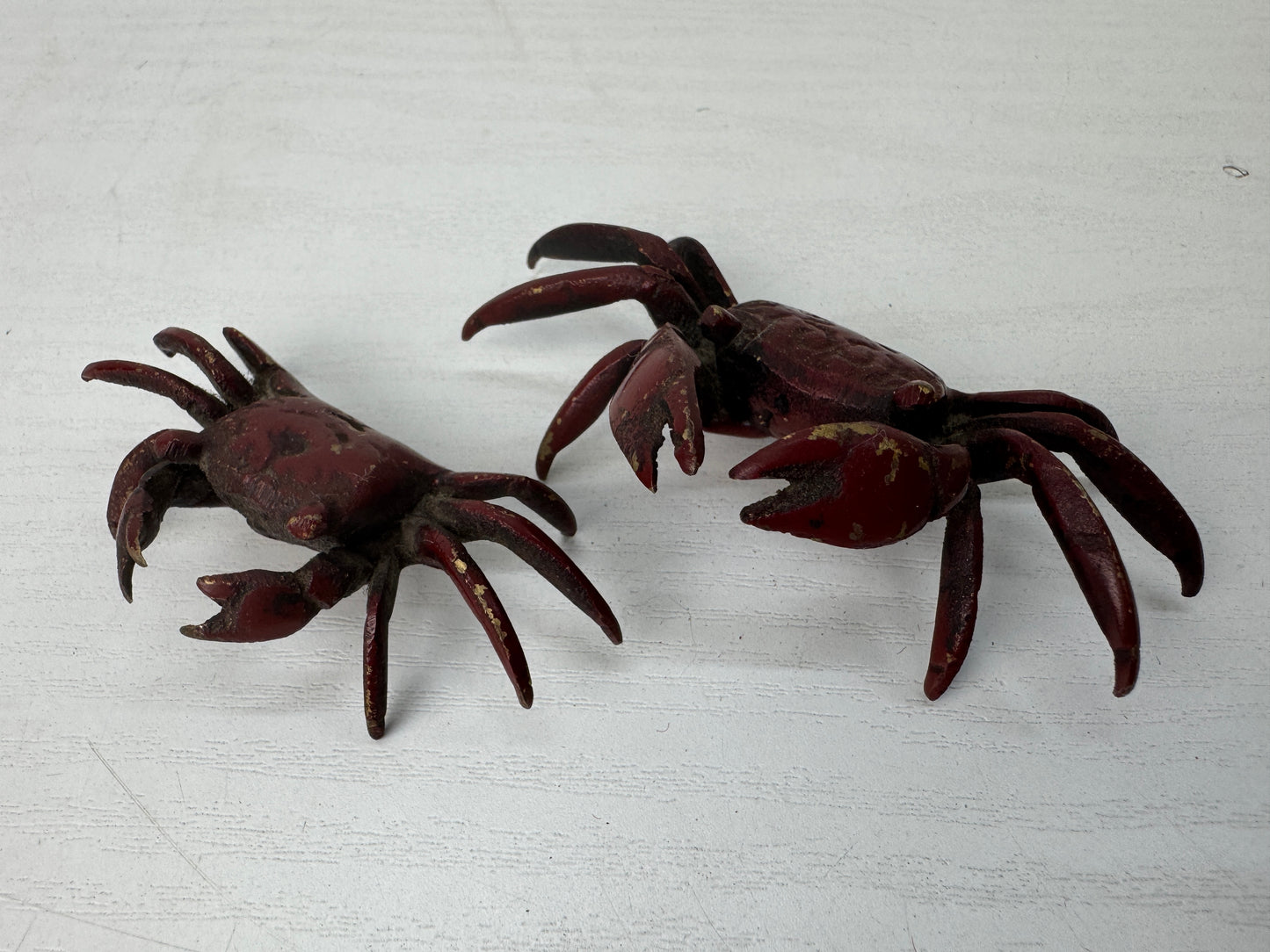 Y9150 OKIMONO metal Crab small figurine ornament Japan antique interior decor