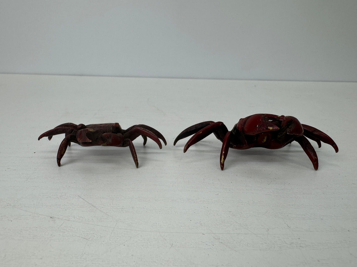 Y9150 OKIMONO metal Crab small figurine ornament Japan antique interior decor