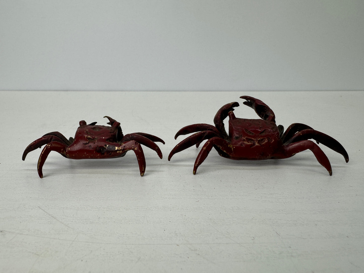 Y9150 OKIMONO metal Crab small figurine ornament Japan antique interior decor