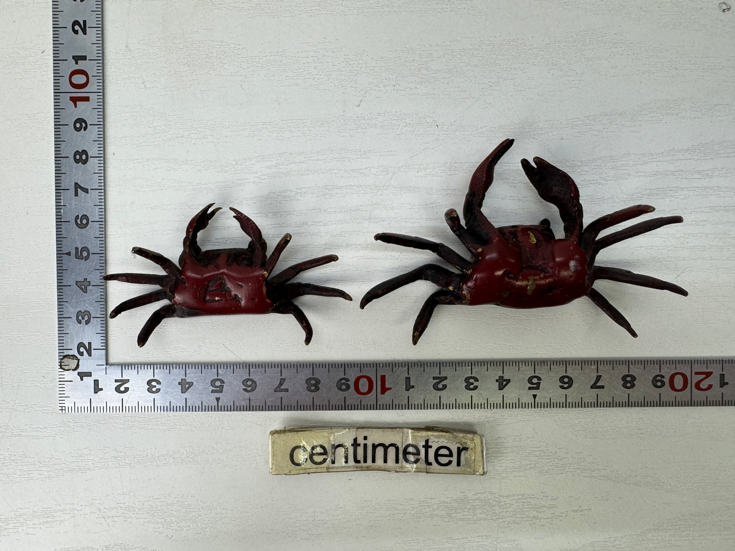 Y9150 OKIMONO metal Crab small figurine ornament Japan antique interior decor