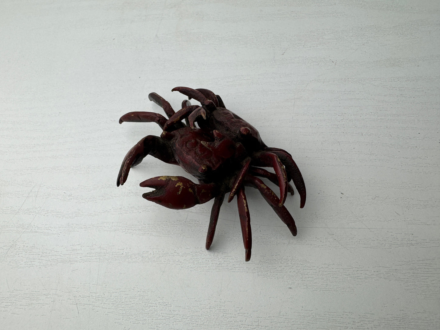 Y9150 OKIMONO metal Crab small figurine ornament Japan antique interior decor