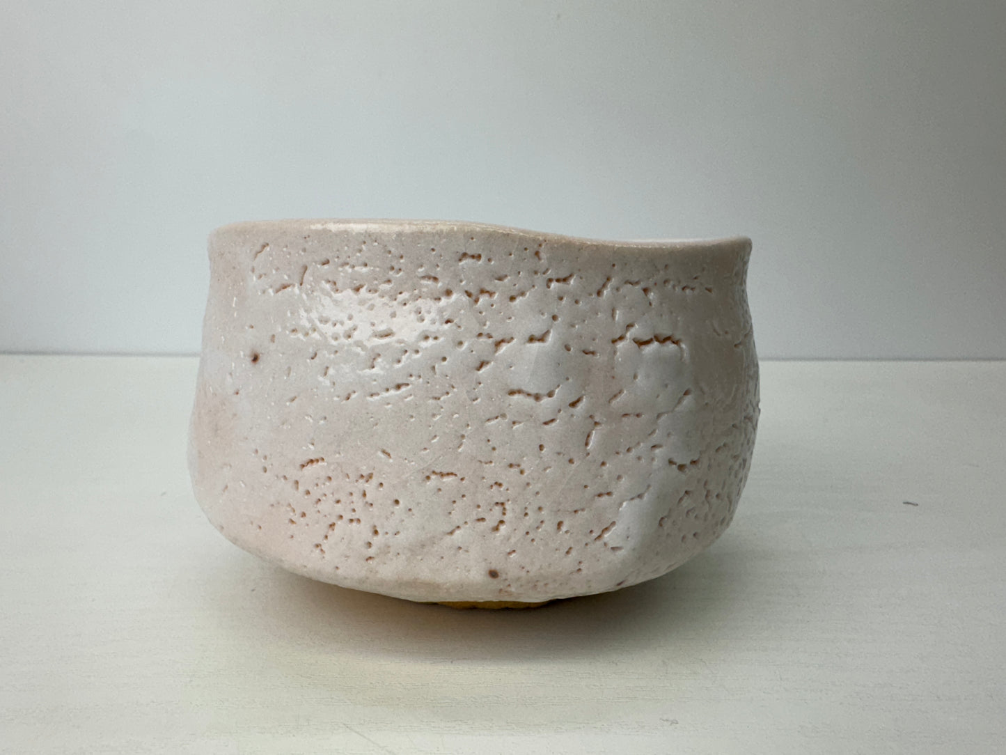 Y9157 CHAWAN Shino-ware bowl signed box Japan antique tea ceremony pottery cup