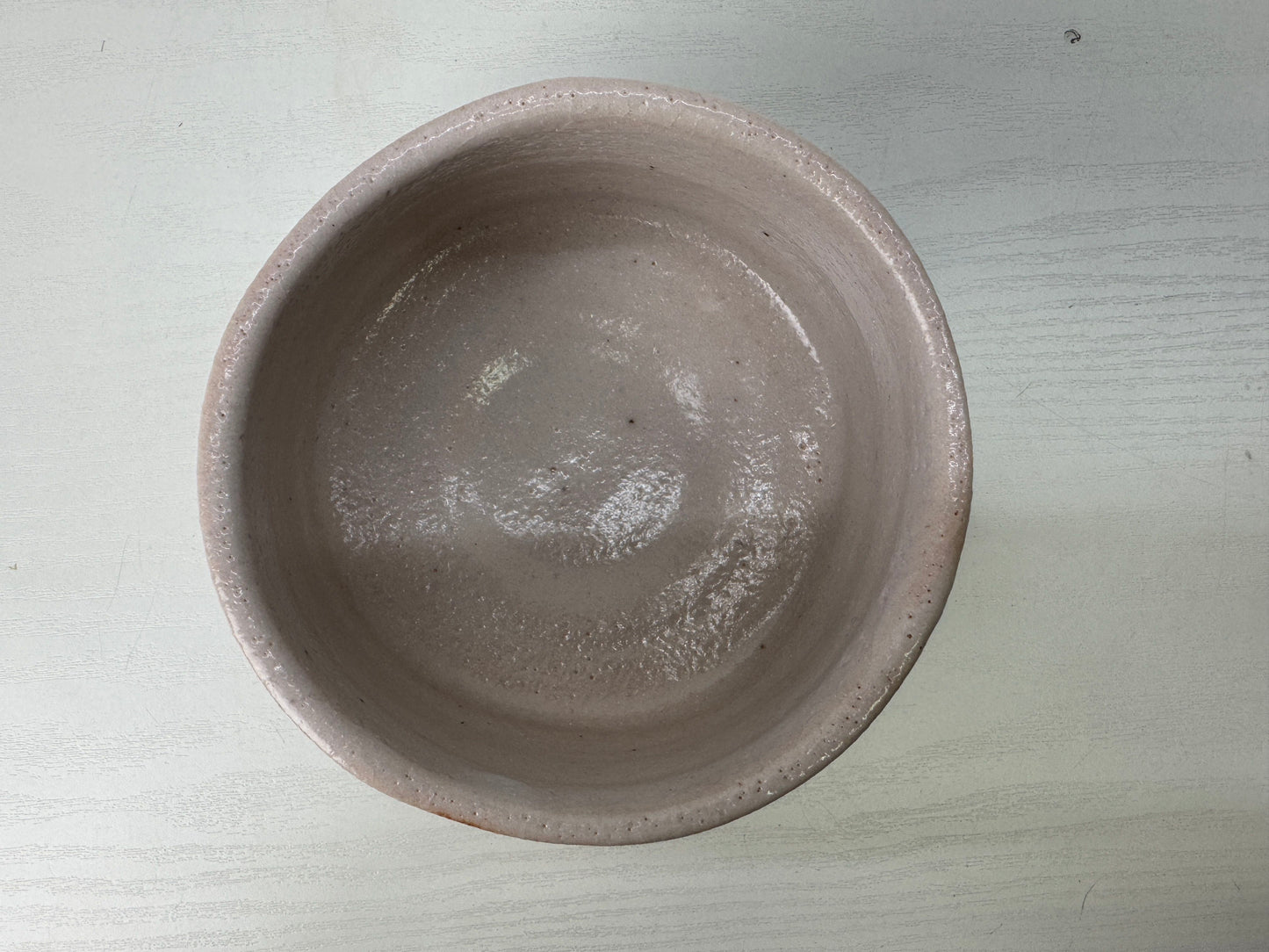 Y9157 CHAWAN Shino-ware bowl signed box Japan antique tea ceremony pottery cup