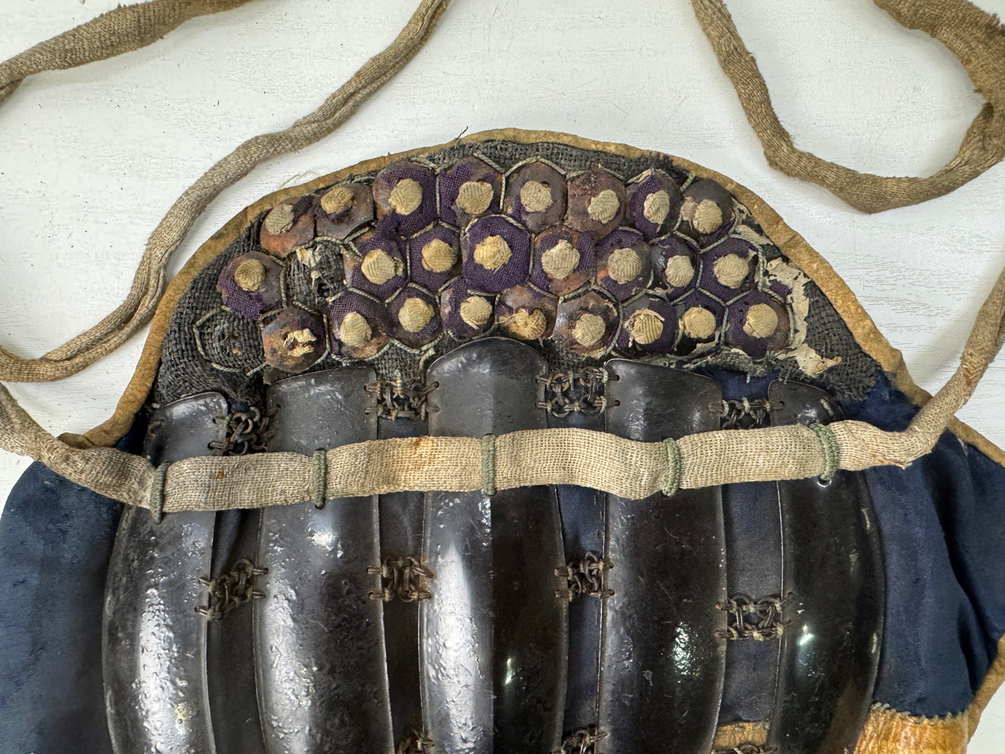 Y9169 YOROI Iron Suneate shin guard samurai busho arms Japan antique armor
