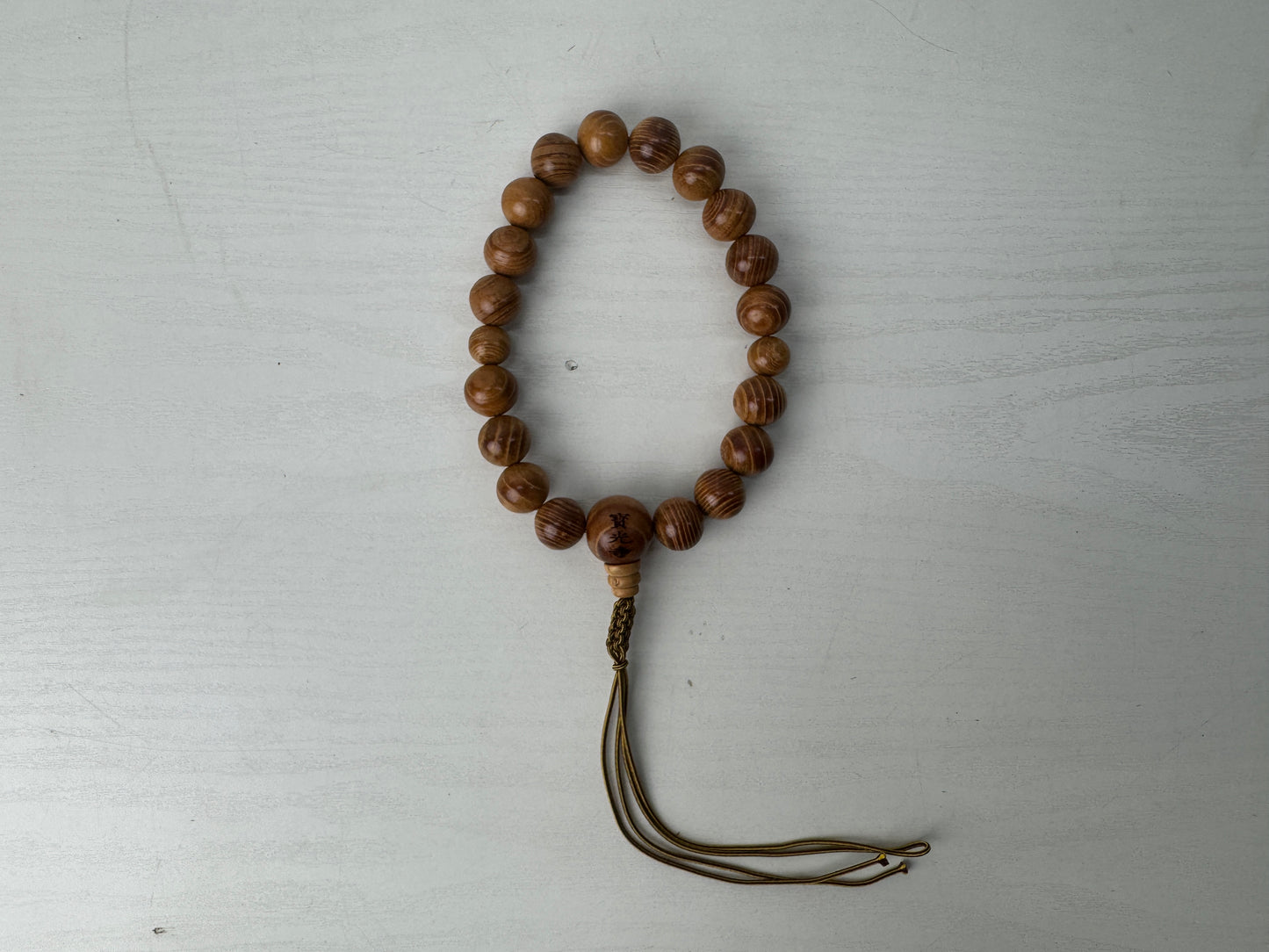 Y9172 JUZU Rosary Zelkova beadroll box Japan antique Buddhist Prayer Beads