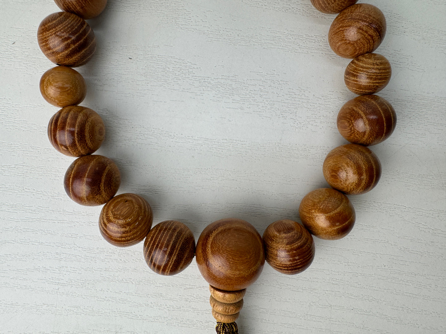 Y9172 JUZU Rosary Zelkova beadroll box Japan antique Buddhist Prayer Beads