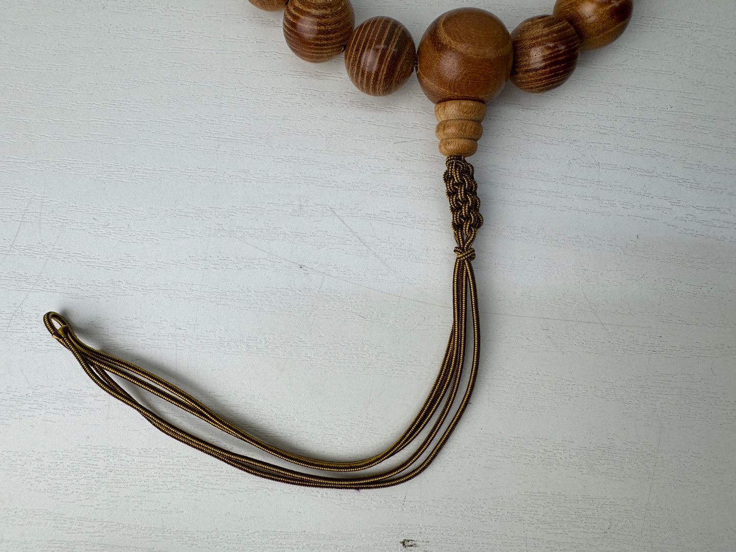 Y9172 JUZU Rosary Zelkova beadroll box Japan antique Buddhist Prayer Beads