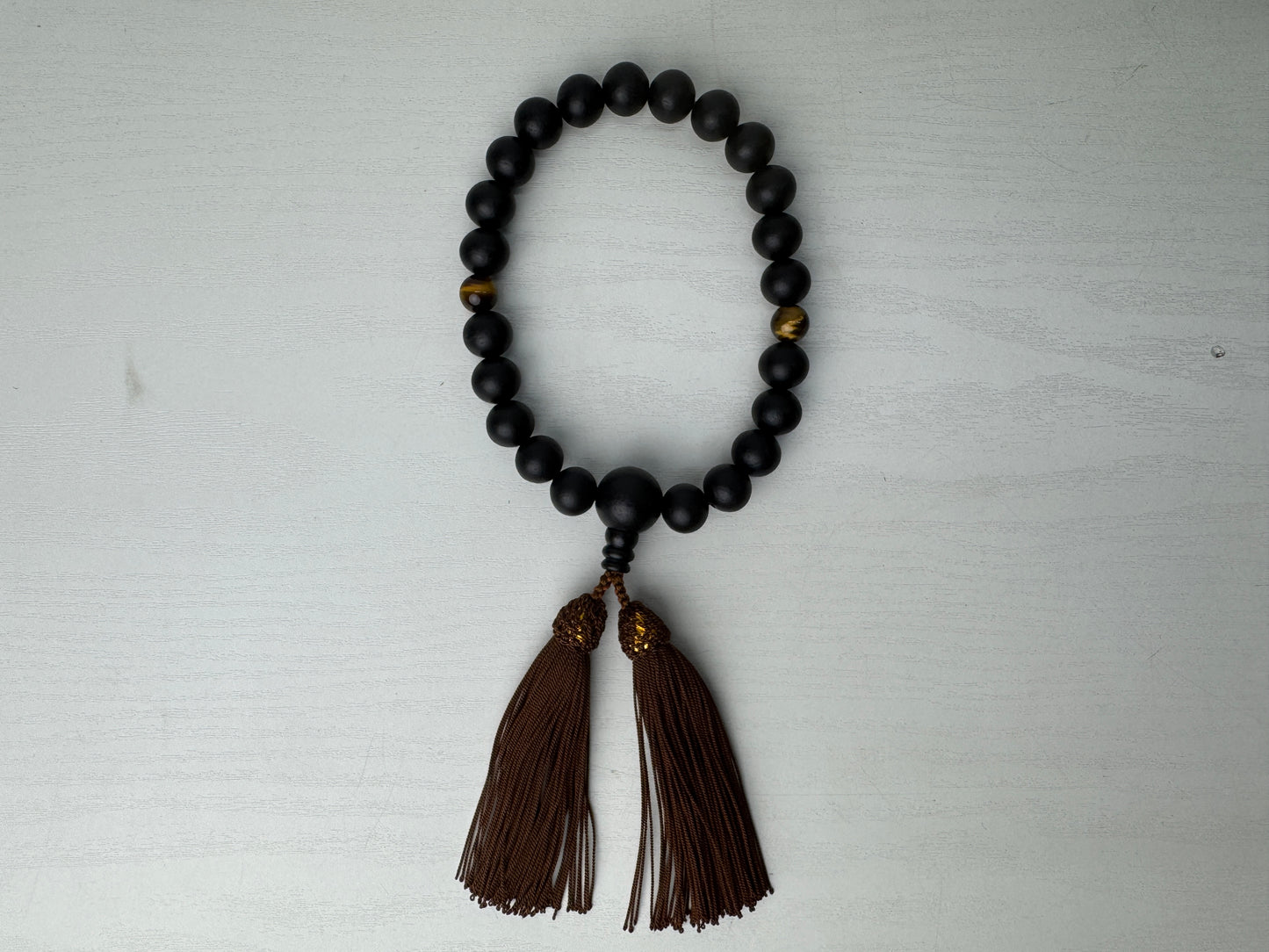 Y9174 JUZU Rosary Ebony beadroll box Japan antique Buddhist Prayer Beads