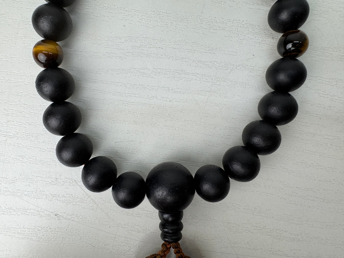 Y9174 JUZU Rosary Ebony beadroll box Japan antique Buddhist Prayer Beads