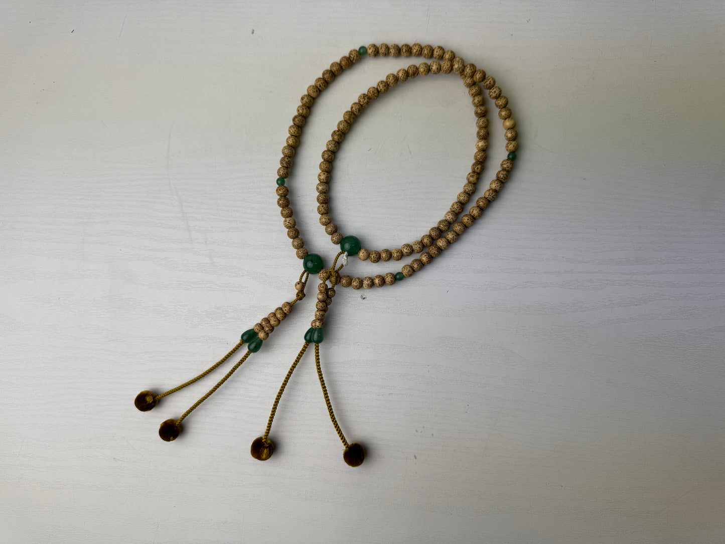 Y9175 JUZU Rosary Seigetsu Bodhi Jade beadroll box Japan antique Prayer Beads