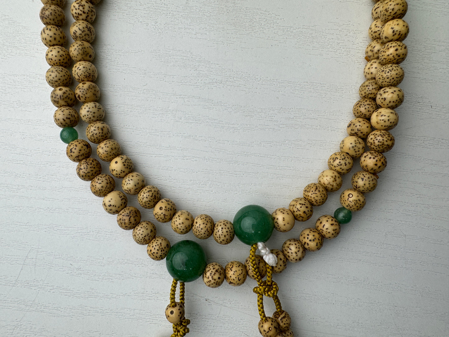 Y9175 JUZU Rosary Seigetsu Bodhi Jade beadroll box Japan antique Prayer Beads