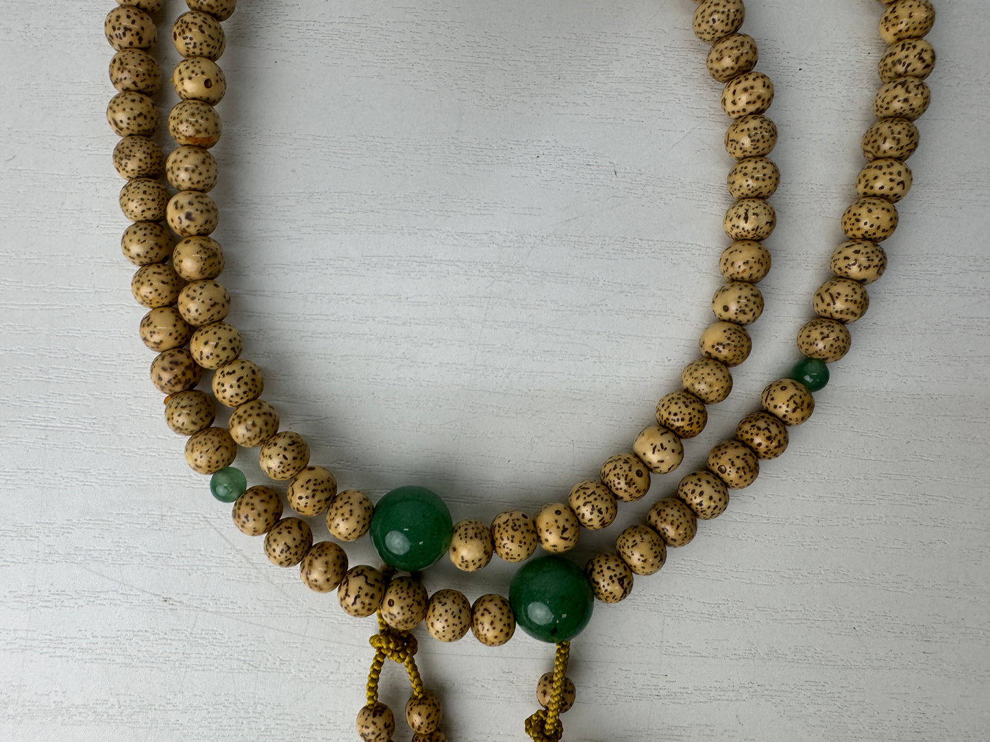 Y9175 JUZU Rosary Seigetsu Bodhi Jade beadroll box Japan antique Prayer Beads