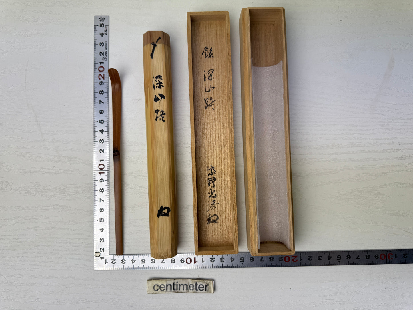 Y9176 CHASHAKU Bamboo scoop spoon signed box Japan Tea Ceremony utensil antique