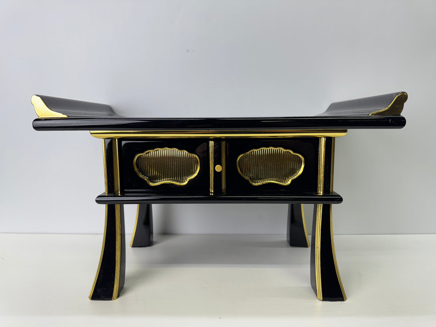 Y9186 Buddhist Altar Equipment Black lacquer sutra reading desk Japan antique