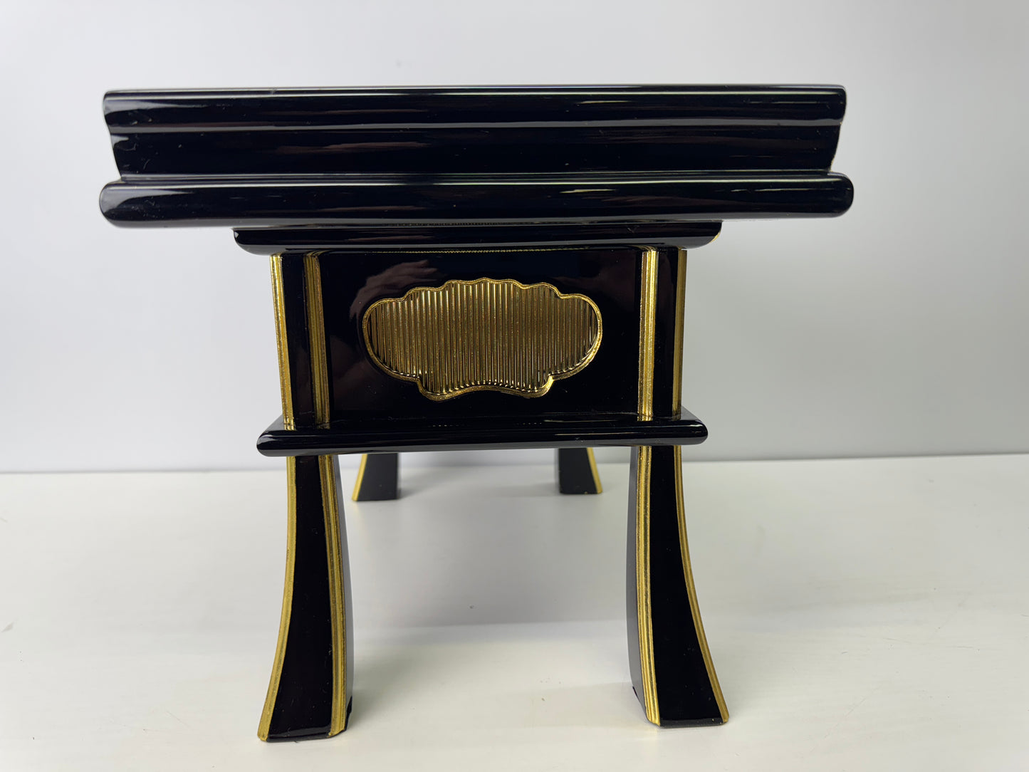 Y9186 Buddhist Altar Equipment Black lacquer sutra reading desk Japan antique