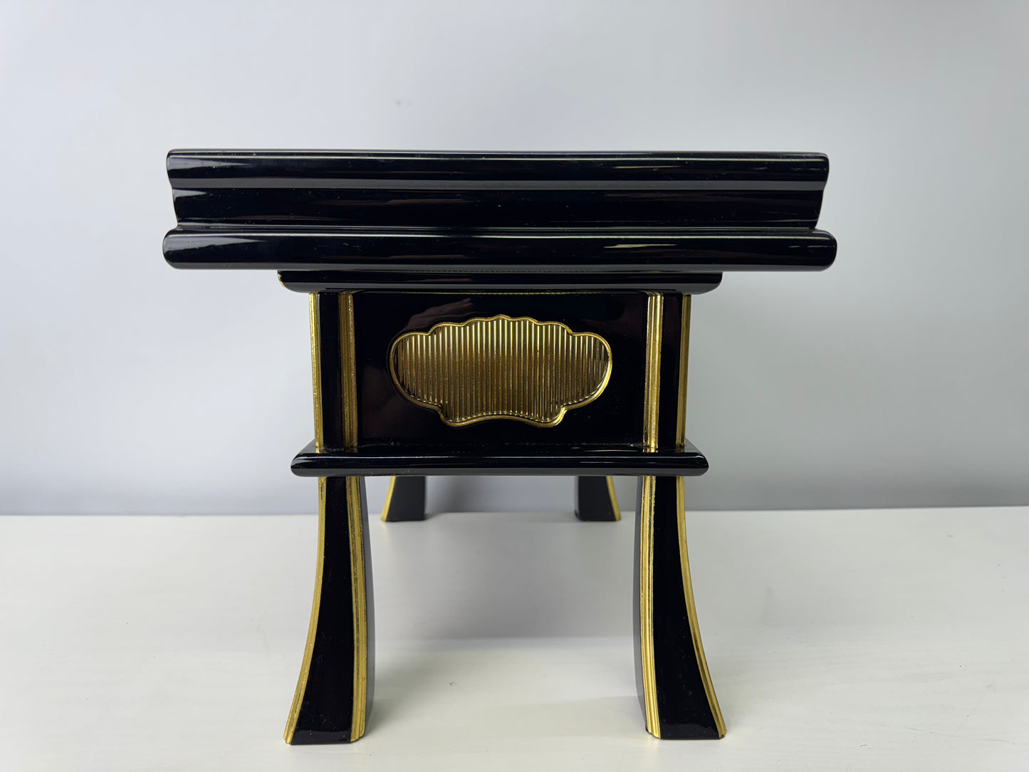 Y9186 Buddhist Altar Equipment Black lacquer sutra reading desk Japan antique