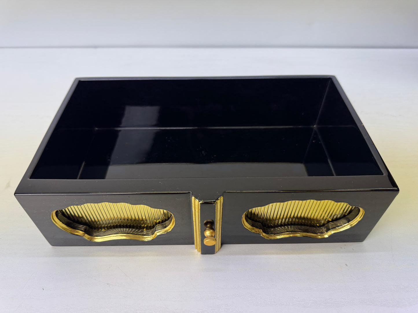 Y9186 Buddhist Altar Equipment Black lacquer sutra reading desk Japan antique