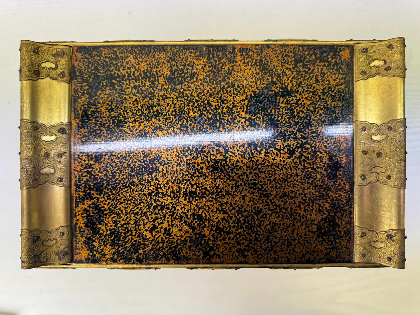 Y9187 Buddhist Altar Equipment Wakasa lacquer top sutra desk Japan antique