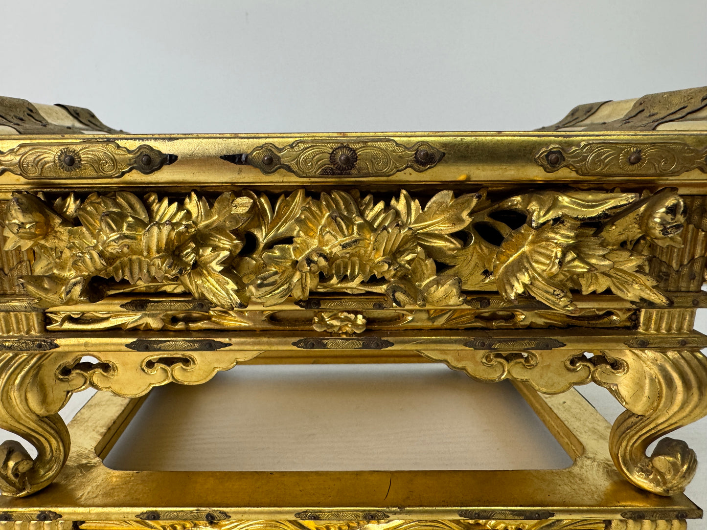 Y9187 Buddhist Altar Equipment Wakasa lacquer top sutra desk Japan antique