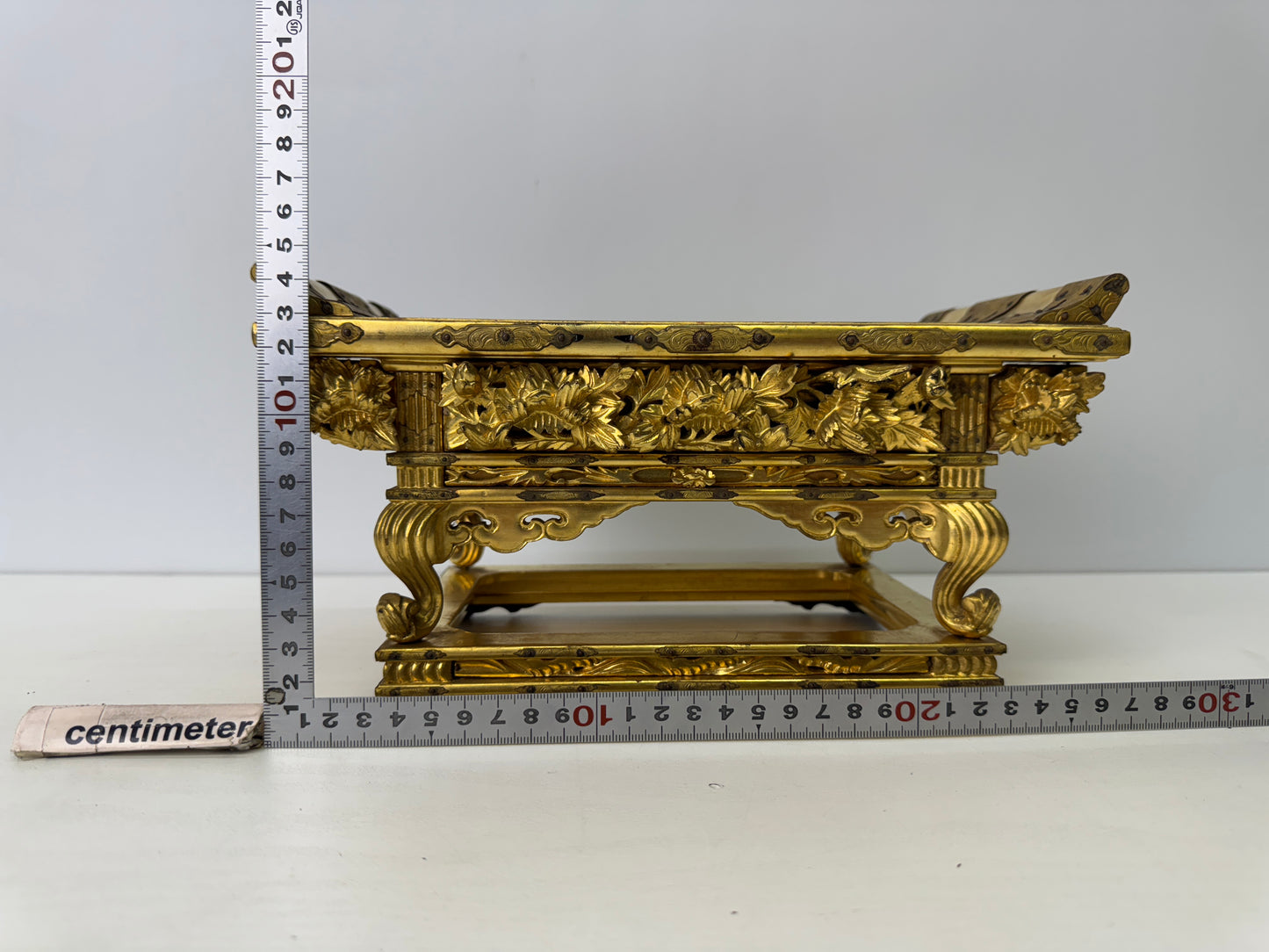 Y9187 Buddhist Altar Equipment Wakasa lacquer top sutra desk Japan antique